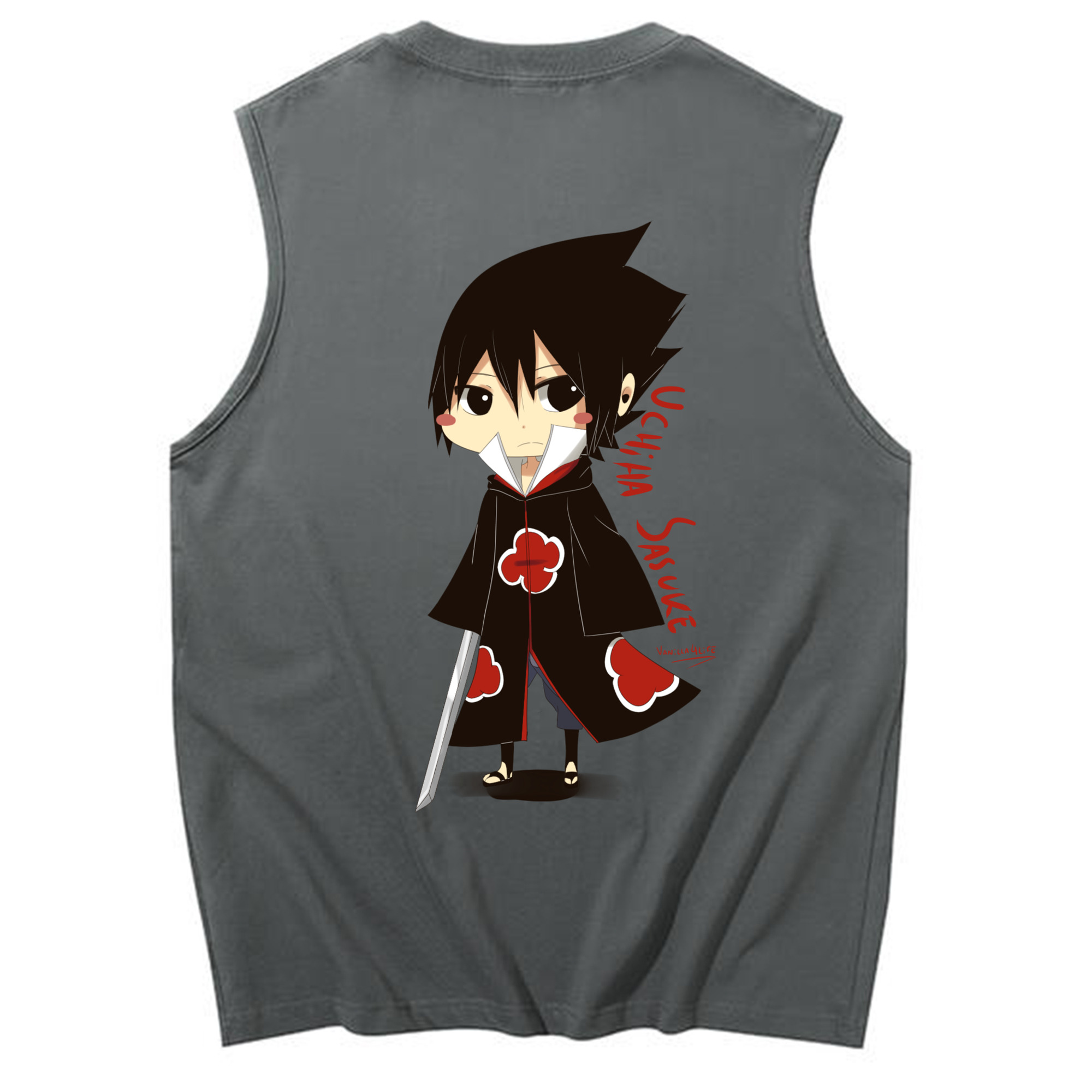 （画像用） NARUTO -ナルト- うちは サスケ Uchiha Sasuke コットン100％タンクトップ（背面プリント）